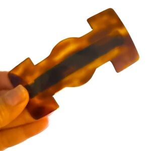 VTG Designer AUGUSTE BONAZ Hand Carved Tortoiseshell French Hair Clip, XL